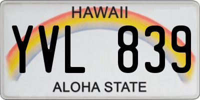 HI license plate YVL839