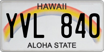 HI license plate YVL840