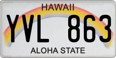 HI license plate YVL863