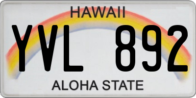 HI license plate YVL892