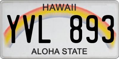 HI license plate YVL893