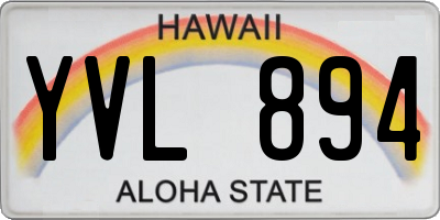 HI license plate YVL894