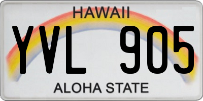 HI license plate YVL905