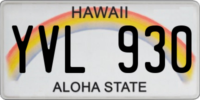 HI license plate YVL930