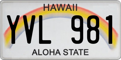HI license plate YVL981