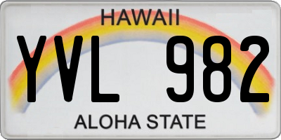 HI license plate YVL982