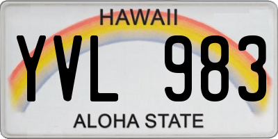 HI license plate YVL983