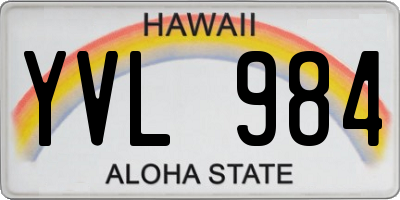 HI license plate YVL984
