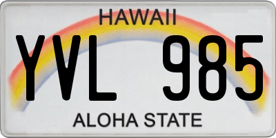 HI license plate YVL985