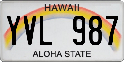 HI license plate YVL987