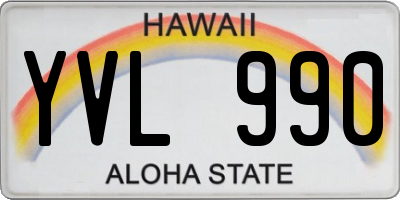 HI license plate YVL990