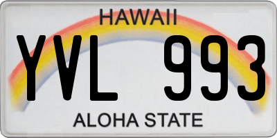 HI license plate YVL993