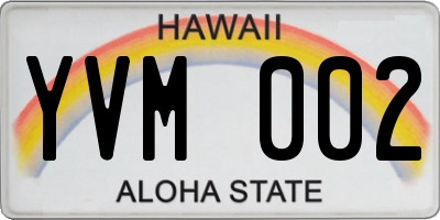HI license plate YVM002