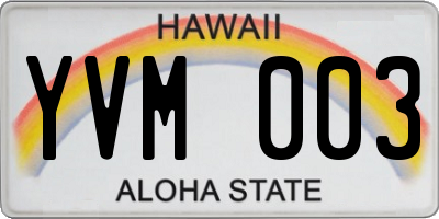 HI license plate YVM003
