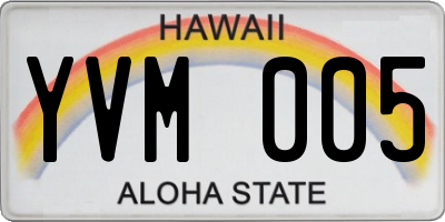 HI license plate YVM005