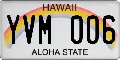 HI license plate YVM006