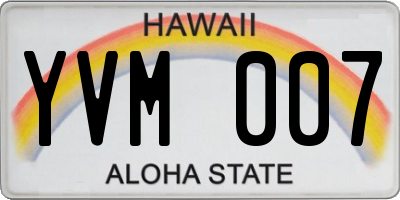 HI license plate YVM007
