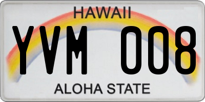 HI license plate YVM008