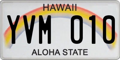 HI license plate YVM010
