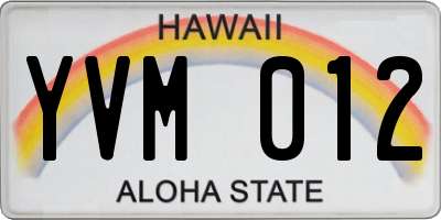HI license plate YVM012