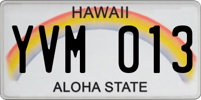 HI license plate YVM013