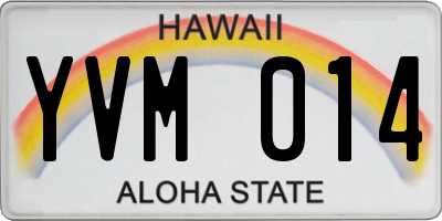 HI license plate YVM014
