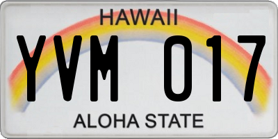 HI license plate YVM017