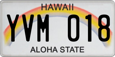 HI license plate YVM018