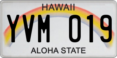 HI license plate YVM019