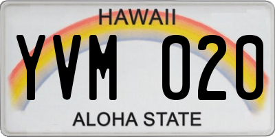 HI license plate YVM020