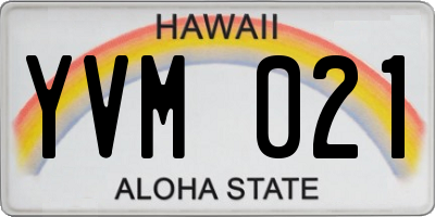 HI license plate YVM021