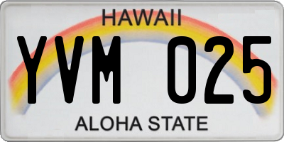 HI license plate YVM025
