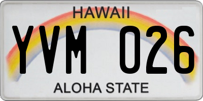 HI license plate YVM026