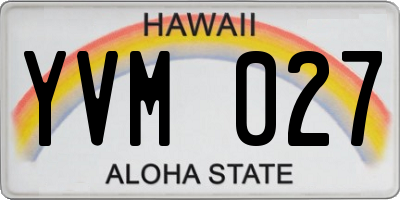 HI license plate YVM027
