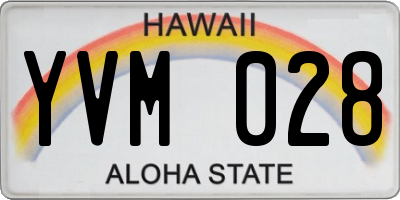 HI license plate YVM028