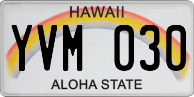 HI license plate YVM030
