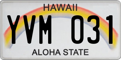 HI license plate YVM031