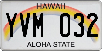 HI license plate YVM032