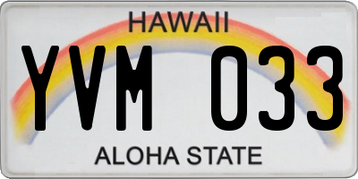 HI license plate YVM033