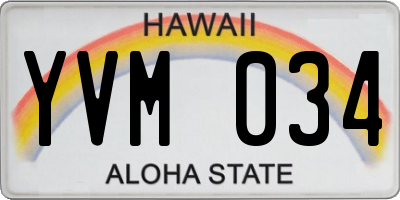 HI license plate YVM034