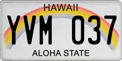 HI license plate YVM037