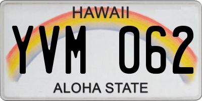 HI license plate YVM062