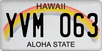 HI license plate YVM063