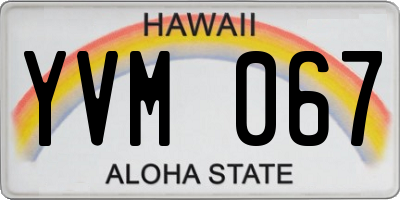 HI license plate YVM067