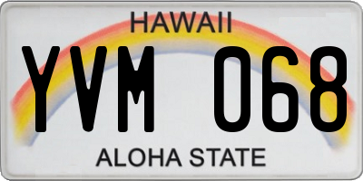 HI license plate YVM068
