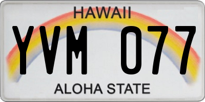 HI license plate YVM077