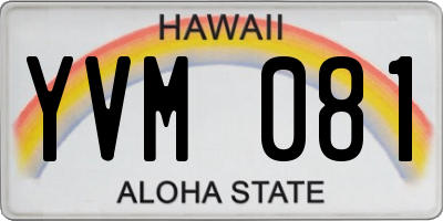 HI license plate YVM081