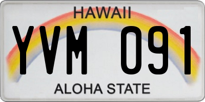 HI license plate YVM091