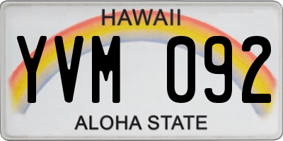 HI license plate YVM092