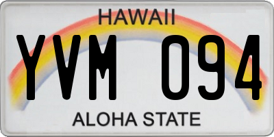 HI license plate YVM094